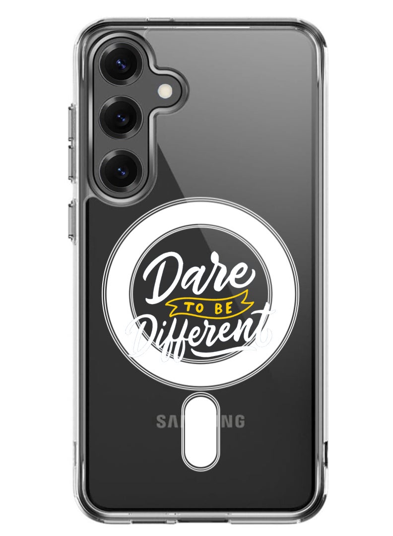 Theodor Magnetic Case for Samsung Galaxy S25 6.2-inch Compatible with MagSafe Wireless Charging, Shockproof Phone Bumper Cover dare to be different - Whie - Image 1