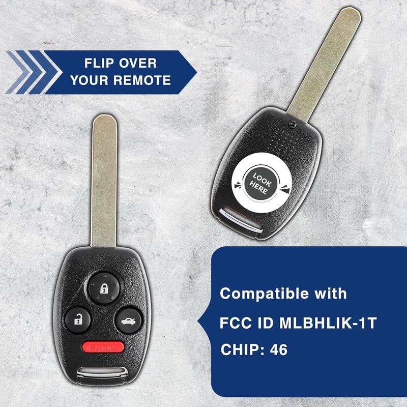 KeylessOption Keyless Entry Remote Fob Uncut Ignition Car Key for 2008-2012 Honda Accord MLBHLIK-1T - Image 4