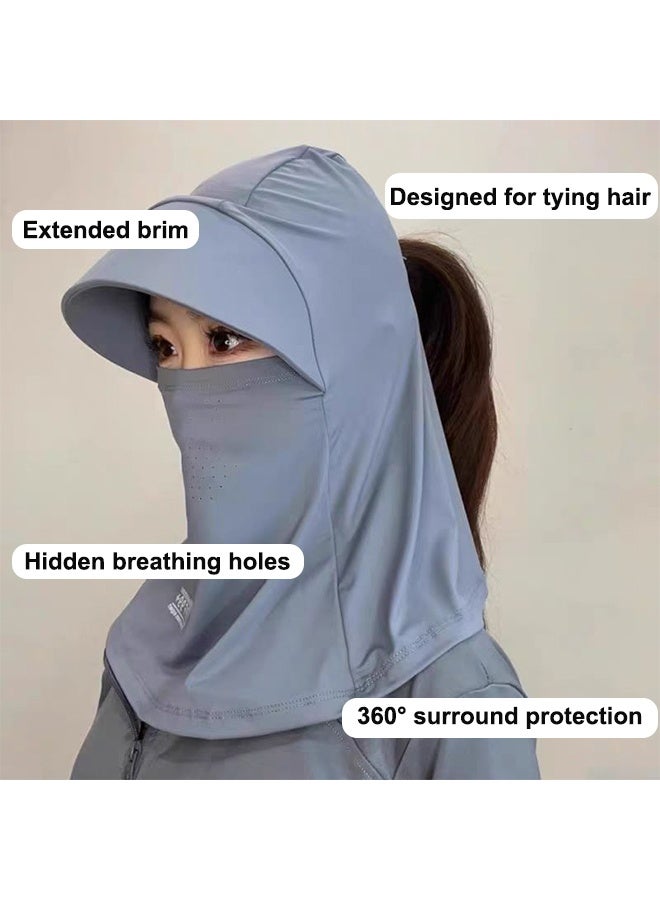 Generic 2 pcs Women's Outdoor UPF 50+ UV Sun Protection Visor Waterproof Breathable Face Neck Flap Cover Folding Sun Hat  - Image 2