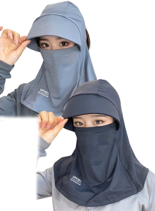 Generic 2 pcs Women's Outdoor UPF 50+ UV Sun Protection Visor Waterproof Breathable Face Neck Flap Cover Folding Sun Hat  - Image 1