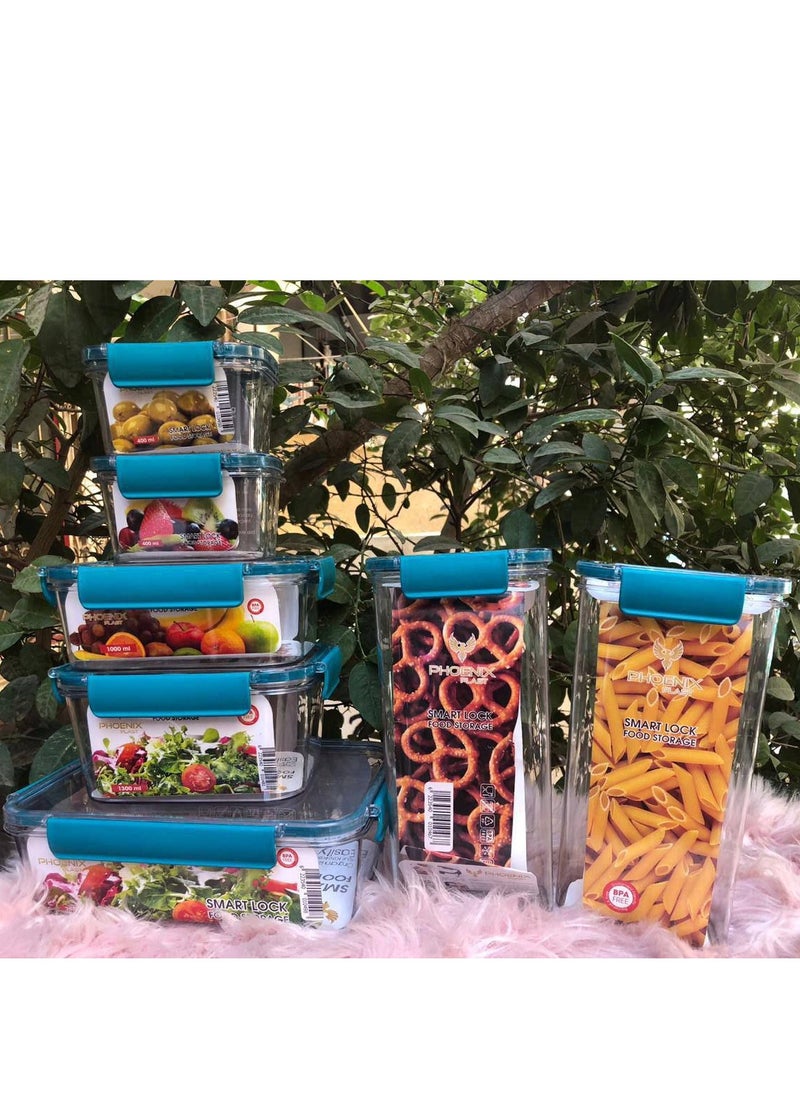 Generic Set of 7 shatterproof acrylic legume storage containers Pure shatterproof acrylic with a tight-fitting, spill-proof lid H  - Image 1