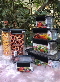 Generic Set of 7 shatterproof acrylic legume storage containers Pure shatterproof acrylic with a tight-fitting, spill-proof lid H  - Image 2