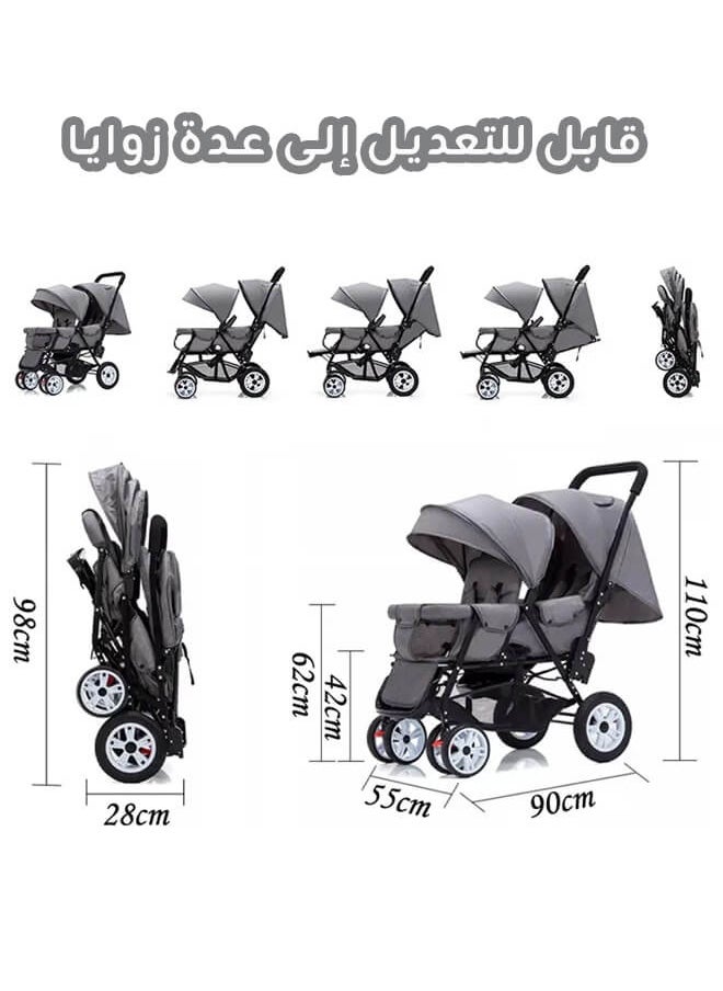 Stylish Baby Stroller Double Seat Twin Adjustable Seats And Complete Lay Down Foldable