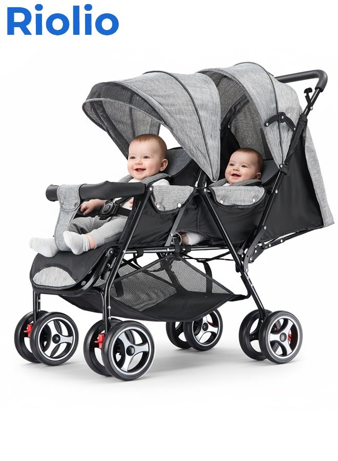Riolio Stylish Baby Stroller Double Seat Twin Adjustable Seats And Complete Lay Down Foldable - Image 1