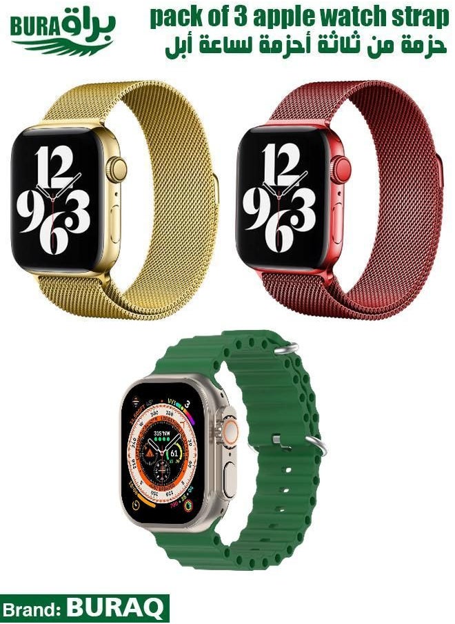 BURAQ - Apple Watch Band Strap For Apple Watch Ultra 2/Ultra 49mm, Series 10 46mm, 9/8/7 45mm, SE2/SE/6/5/4 44mm, 3/2/1 42mm - Image 1