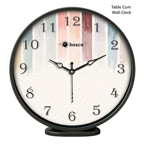 Bosco Decorative Multicolor Stripe 20 CM Table Cum Modern Design Round Wall Clock for Home, Living Room, Bedroom,Office and Kitchen | BWC-1208 - Image 2