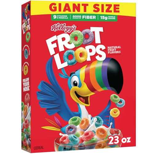 Kellogg's Kellogg’s Froot Loops Breakfast Cereal, Good Source of Fiber, 15g Whole Grain, Giant Size, 23 oz - Image 1