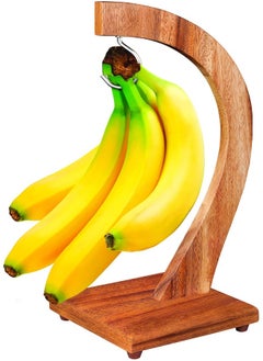 BILLI Billi banana tree hanger with hook, grape holder, stand, acacia wood utensils fruit storage rack for home kitchen or bar, brown, aca-104  - Image 2