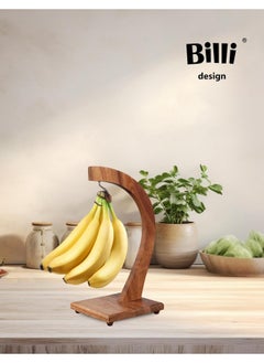 BILLI Billi banana tree hanger with hook, grape holder, stand, acacia wood utensils fruit storage rack for home kitchen or bar, brown, aca-104  - Image 3