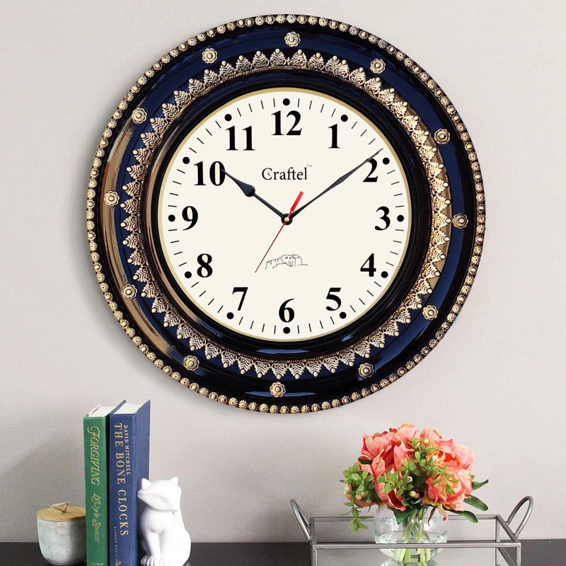 Craftel Brass English Number Silent Round Wall Clock for Bedroom Living Room Home (Gold_18 Inch X 18 Inch) Analog - Image 2