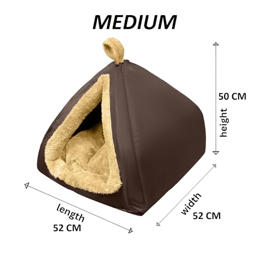 Fluffy's Dog Washable and cat Bed for Small & Medium Bed House |hut |cave |Toy Breeds |Indoor cat|Persian cat |Shih tzu Kitten |Puppy |pet |Tent |Kennel |Home (M, Brown) - Image 3