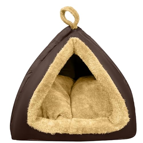 Fluffy's Dog Washable and cat Bed for Small & Medium Bed House |hut |cave |Toy Breeds |Indoor cat|Persian cat |Shih tzu Kitten |Puppy |pet |Tent |Kennel |Home (M, Brown) - Image 1