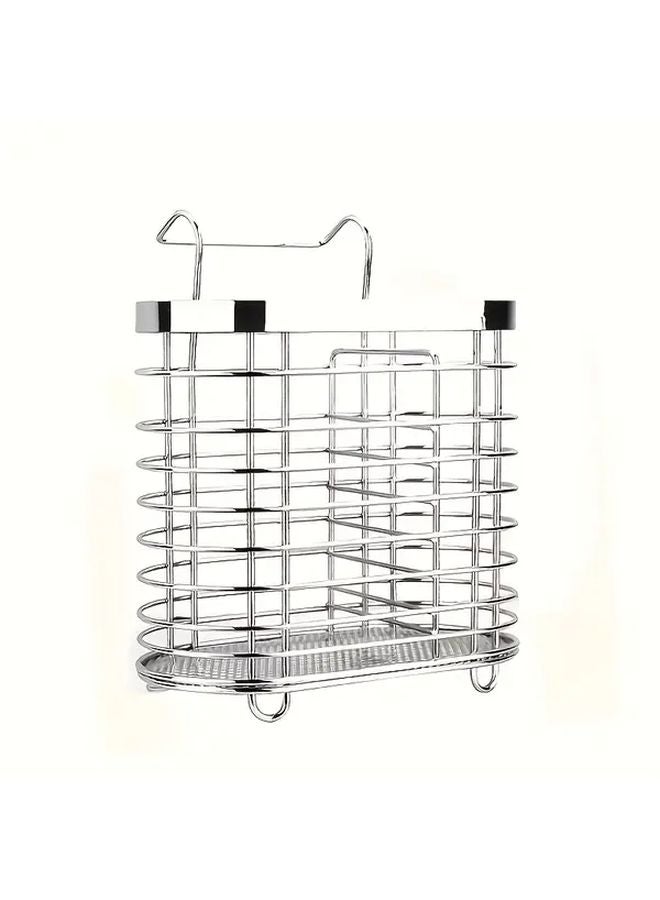 Thickened Oval Double Grid Wall Mounted Utensil Holder Multi Slot Cutlery Organizer - Image 5
