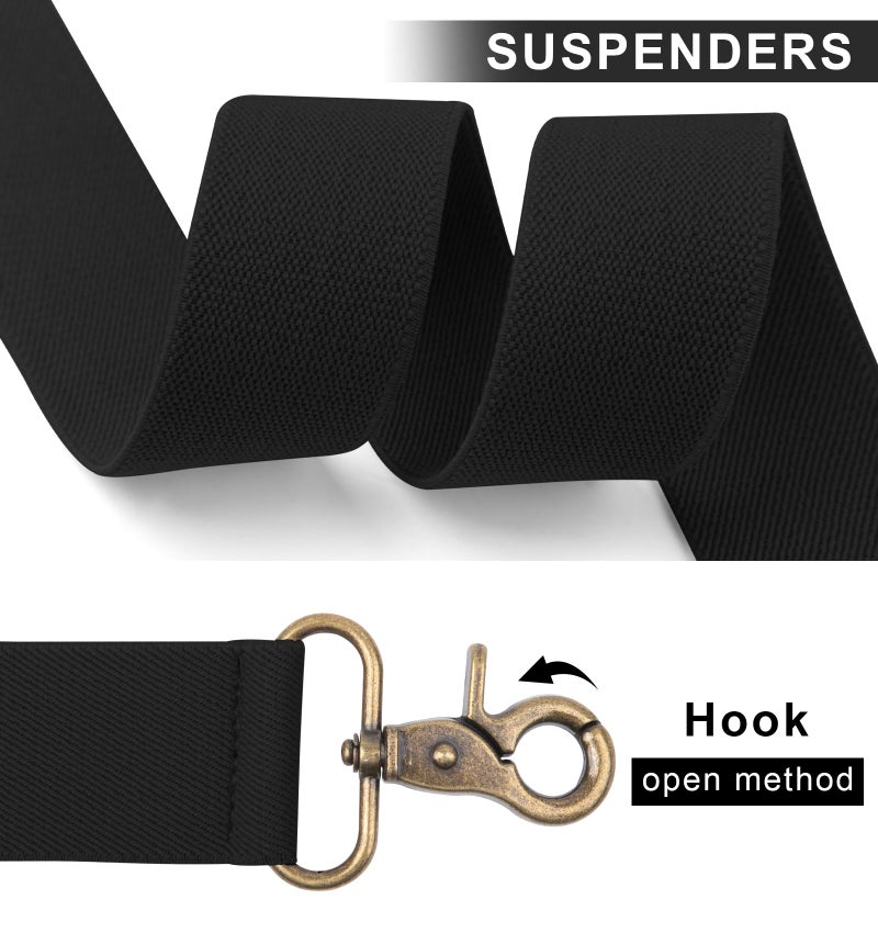Fasker Suspenders for Men Heavy Duty 1.4 Inch Adjustable Elastic Straps X-Back Mens Suspenders,Black - Image 5
