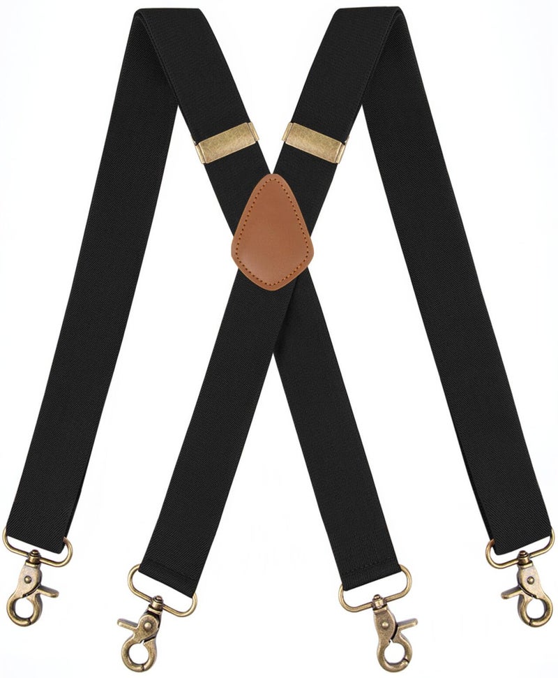 Fasker Suspenders for Men Heavy Duty 1.4 Inch Adjustable Elastic Straps X-Back Mens Suspenders,Black - Image 1