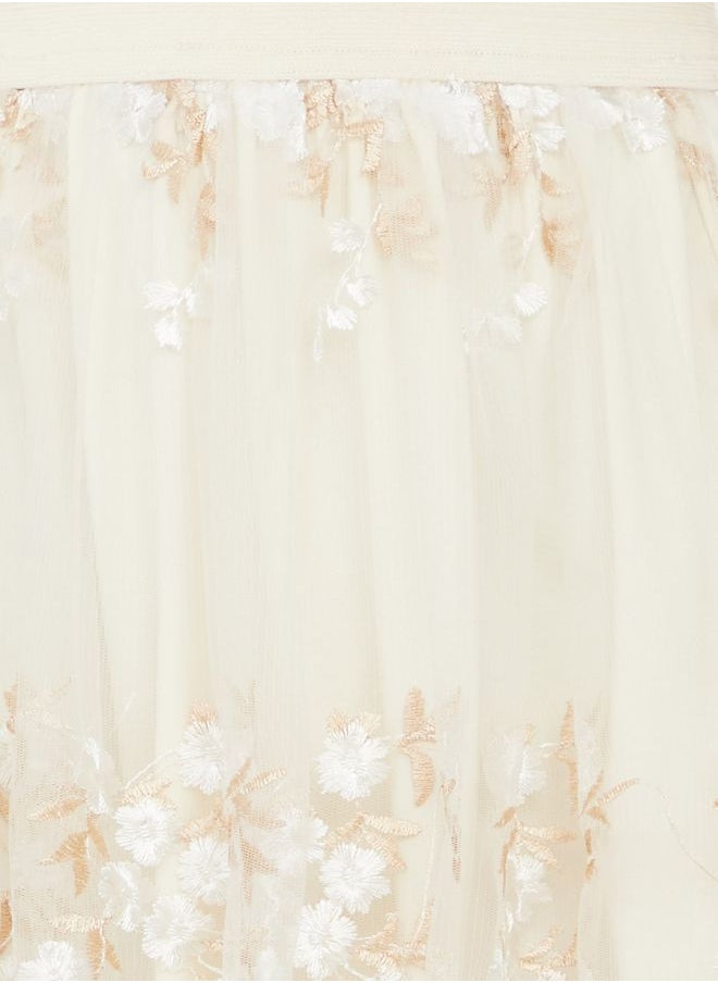 Styli - Floral Embroidered Midi Skirt - Image 1