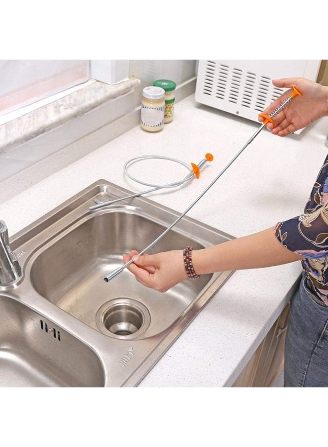 Akaddy Sewers Clip, Junk Dredge Drain Hair Remover Cleaning Tool Kit Hand Bendable Pressure Sewers Clip Device Drain Dredge Pipeline Hook (85cm)  - Image 5