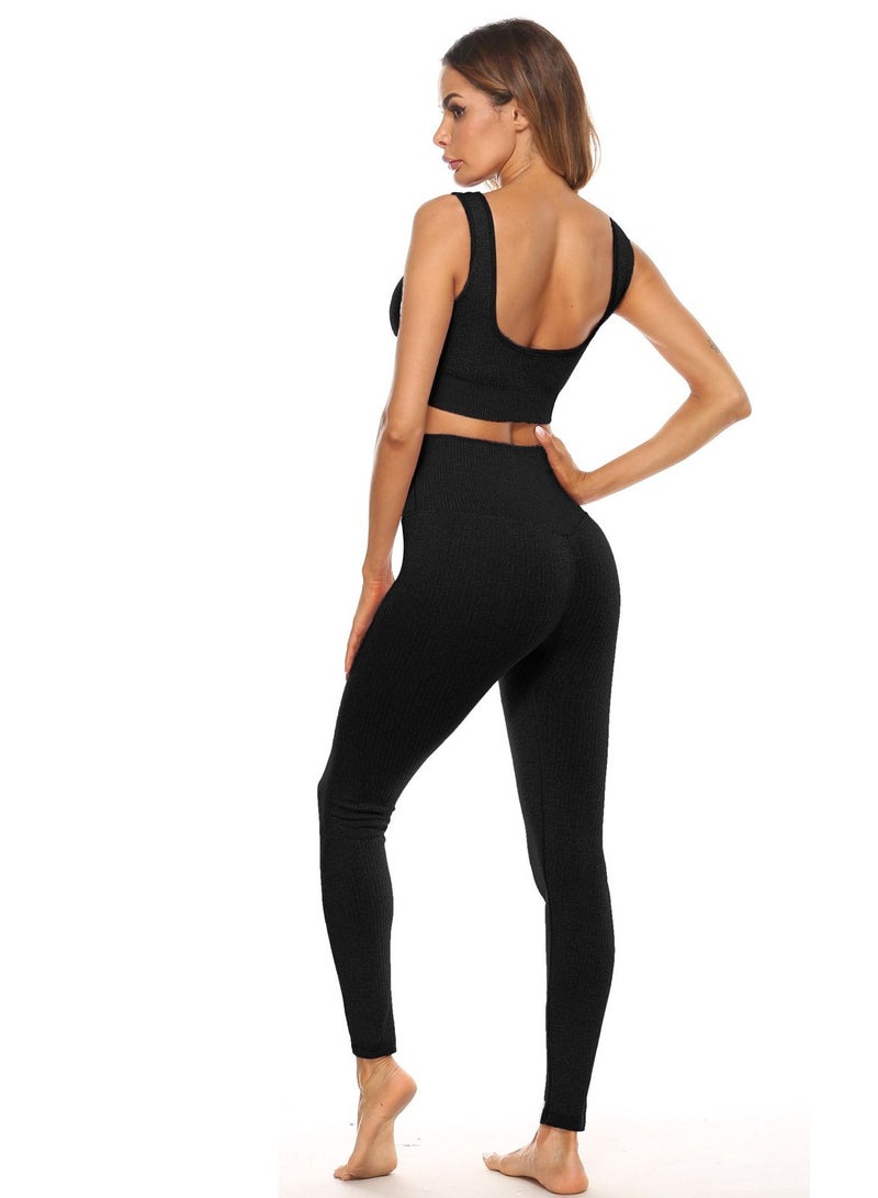 Loquat Women's Seamless High Waist Sports Suit Black - Image 2