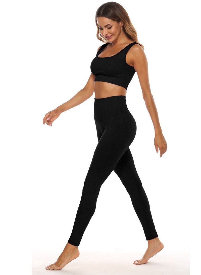 Loquat Women's Seamless High Waist Sports Suit Black - Image 3