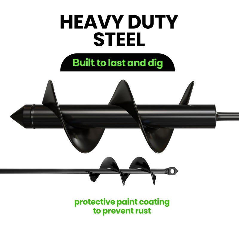 K-Brands Auger Drill Bit for Planting â€“ 1.6 x 9 Inch & 3 x 9 Inch Set - Garden Spiral Hole Drill and Bulb Planter Tool - Bedding Plants, Umbrella Holes - 3/8 Inch Hex Drive Drill - Image 4