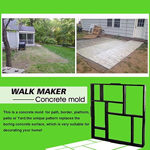 CJGQ 20"x20"x1.8" Plus Size Walk Maker Reusable Concrete Path Maker Molds Stepping Stone Paver Lawn Patio Yard Garden DIY Walkway Pavement Paving Moulds (8-Grid) - Image 2