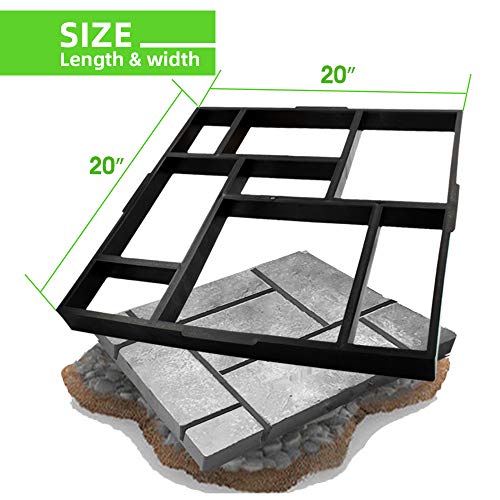 CJGQ 20"x20"x1.8" Plus Size Walk Maker Reusable Concrete Path Maker Molds Stepping Stone Paver Lawn Patio Yard Garden DIY Walkway Pavement Paving Moulds (8-Grid) - Image 5