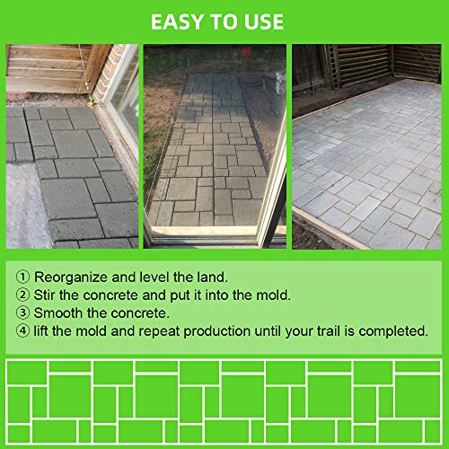 CJGQ 20"x20"x1.8" Plus Size Walk Maker Reusable Concrete Path Maker Molds Stepping Stone Paver Lawn Patio Yard Garden DIY Walkway Pavement Paving Moulds (8-Grid) - Image 3