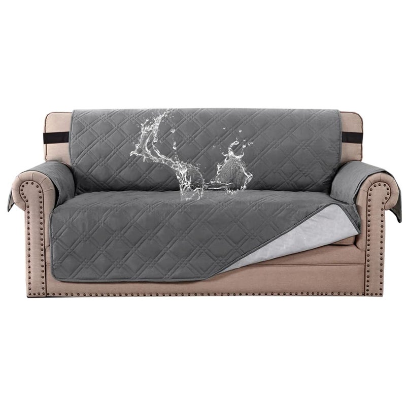 H.VERSAILTEX HVERSAILTEX 100 Waterproof Sofa Slipcover Washable Loveseat Cover for 2 Cushion Cover NonSlip Furniture Protector with Silicone Backing Couch Cover for Pets Oversized Loveseat Grey - Image 1