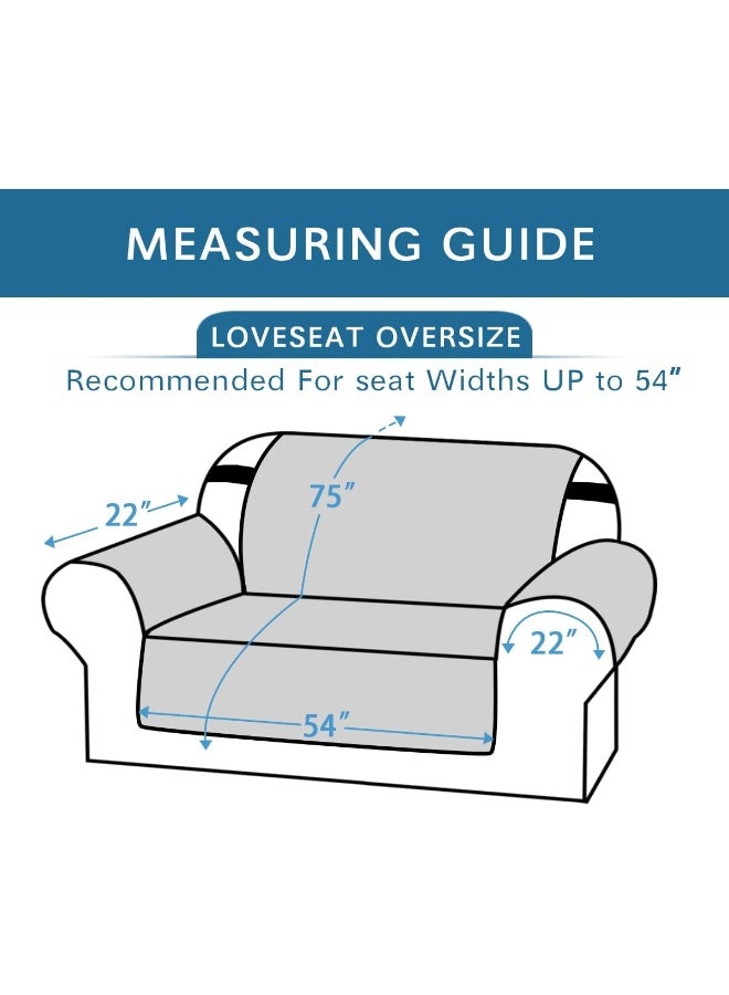 H.VERSAILTEX HVERSAILTEX 100 Waterproof Sofa Slipcover Washable Loveseat Cover for 2 Cushion Cover NonSlip Furniture Protector with Silicone Backing Couch Cover for Pets Oversized Loveseat Grey - Image 3