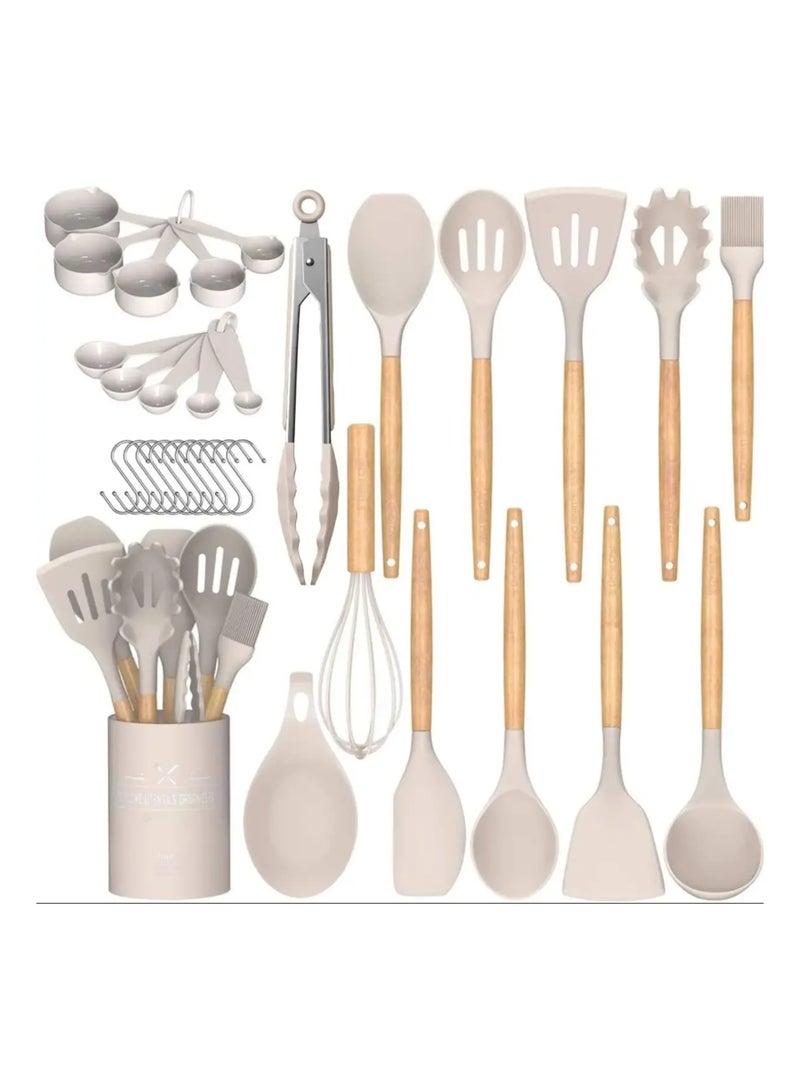 Silicone Cooking Utensils Set 33Pcs NonStick Kitchen Utensils Set with Holder
