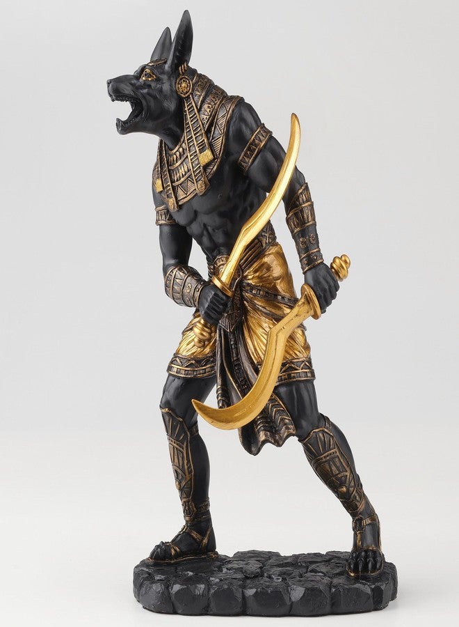 Veronese Design 8 7/8 Inch Egyptian God Anubis Dual Wielding Khopeshes Polystone Black Gold Finish Statue Home Decor - Image 2