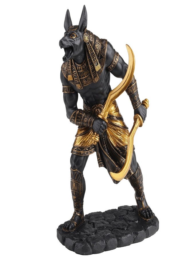 Veronese Design 8 7/8 Inch Egyptian God Anubis Dual Wielding Khopeshes Polystone Black Gold Finish Statue Home Decor - Image 1