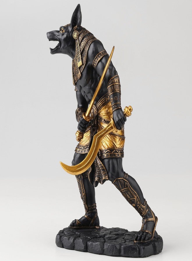 Veronese Design 8 7/8 Inch Egyptian God Anubis Dual Wielding Khopeshes Polystone Black Gold Finish Statue Home Decor - Image 3