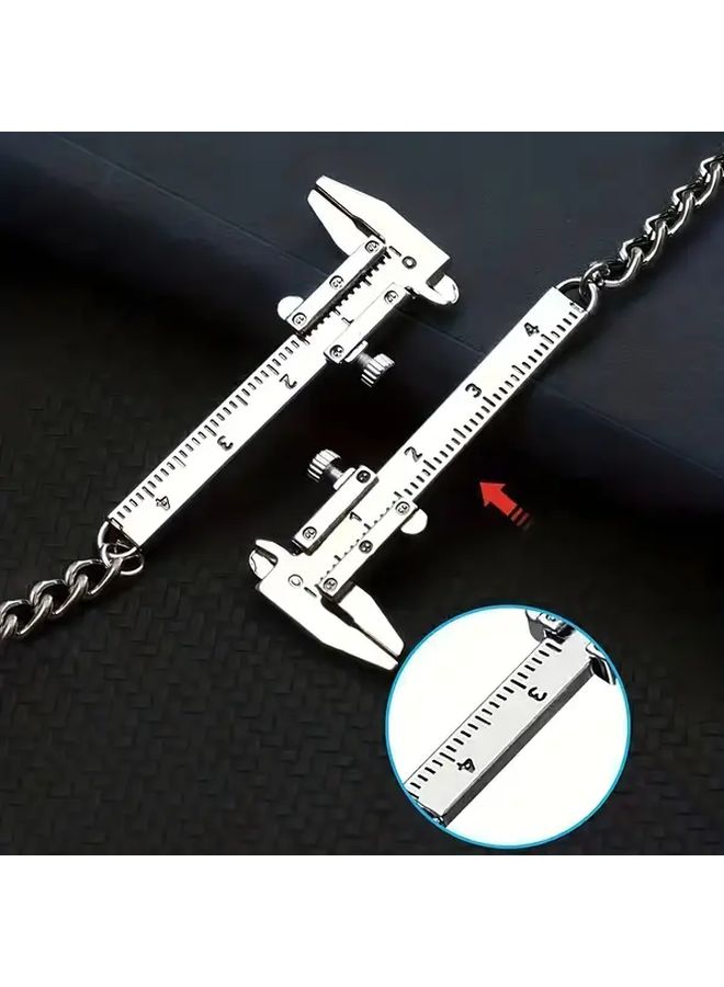 2pcs Zinc Alloy Keychain Set With Mini Vernier Caliper Design Durable Anti Rust Measuring Tool Style - Image 5