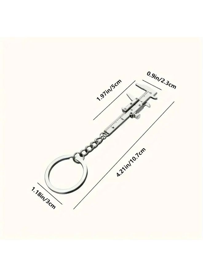 2pcs Zinc Alloy Keychain Set With Mini Vernier Caliper Design Durable Anti Rust Measuring Tool Style - Image 2