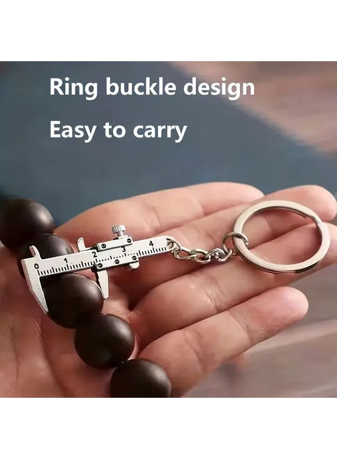 2pcs Zinc Alloy Keychain Set With Mini Vernier Caliper Design Durable Anti Rust Measuring Tool Style - Image 4