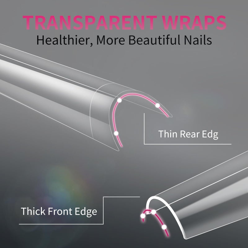 krofaue 600PCS Half Cover Coffin Nail Tips - Acrylic Nail Tips 12 Size Clear False Nails Tips with Box for Nail Salons and Home DIY (Clear) - Image 4
