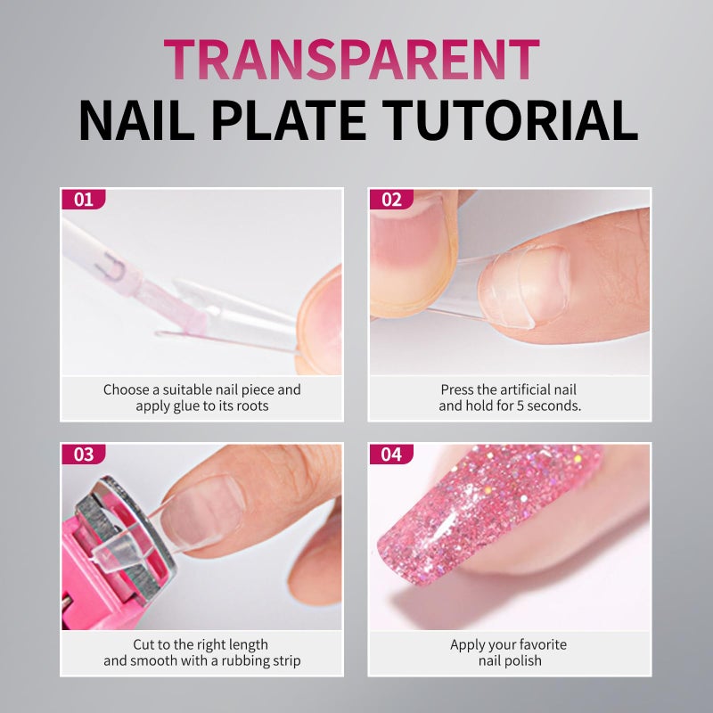 krofaue 600PCS Half Cover Coffin Nail Tips - Acrylic Nail Tips 12 Size Clear False Nails Tips with Box for Nail Salons and Home DIY (Clear) - Image 3