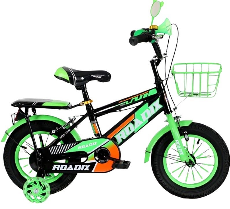 children's bicycle, size 12, single speed, with basket, multi-colored, children's bike