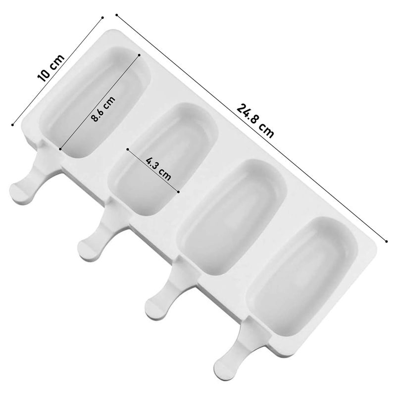 MoldBerry 4 Cavity Big Oval Silicone Cakesicle Mould Silicone Popsicle Ice Cream Cakesicle Chocolate Lolipop Moulds Reusable Ice Cream Popsicle Maker Pack of 1 - Image 2