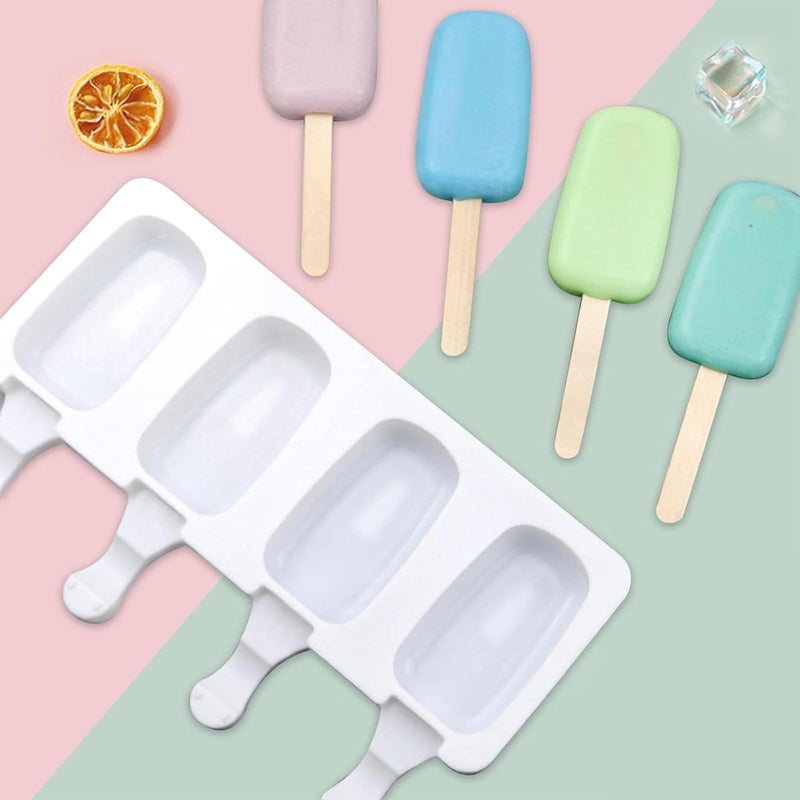 MoldBerry 4 Cavity Big Oval Silicone Cakesicle Mould Silicone Popsicle Ice Cream Cakesicle Chocolate Lolipop Moulds Reusable Ice Cream Popsicle Maker Pack of 1 - Image 4