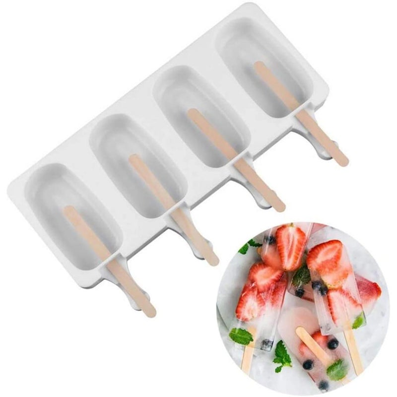 MoldBerry 4 Cavity Big Oval Silicone Cakesicle Mould Silicone Popsicle Ice Cream Cakesicle Chocolate Lolipop Moulds Reusable Ice Cream Popsicle Maker Pack of 1 - Image 5
