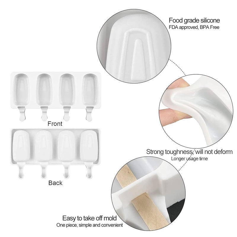 MoldBerry 4 Cavity Big Oval Silicone Cakesicle Mould Silicone Popsicle Ice Cream Cakesicle Chocolate Lolipop Moulds Reusable Ice Cream Popsicle Maker Pack of 1 - Image 3