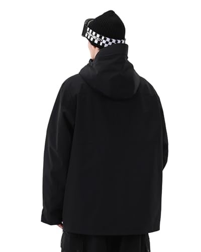 HIGH EXPERIENCE Mens Ski Jacket 3L Snowboard Anorak Coat Baggy Snow Pullover Hooded Waterproof Windproof Insulated Winter US Alpha Large Regular Regular Black - Image 3