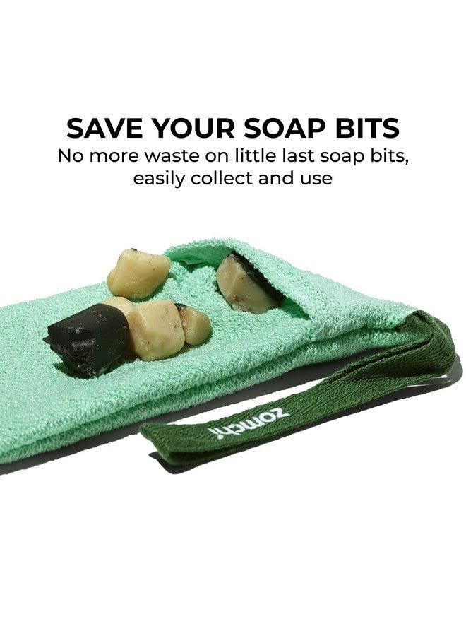 ZOMCHI 2 Pieces Bar Soap Saver Bags with Different Roughness, Exfoliating Soap Bags for Body Wash, Foaming Soap Holder for Shower (Mint) - Image 4