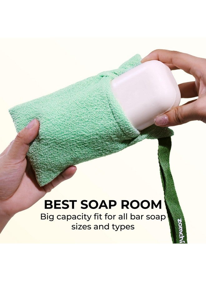 ZOMCHI 2 Pieces Bar Soap Saver Bags with Different Roughness, Exfoliating Soap Bags for Body Wash, Foaming Soap Holder for Shower (Mint) - Image 2