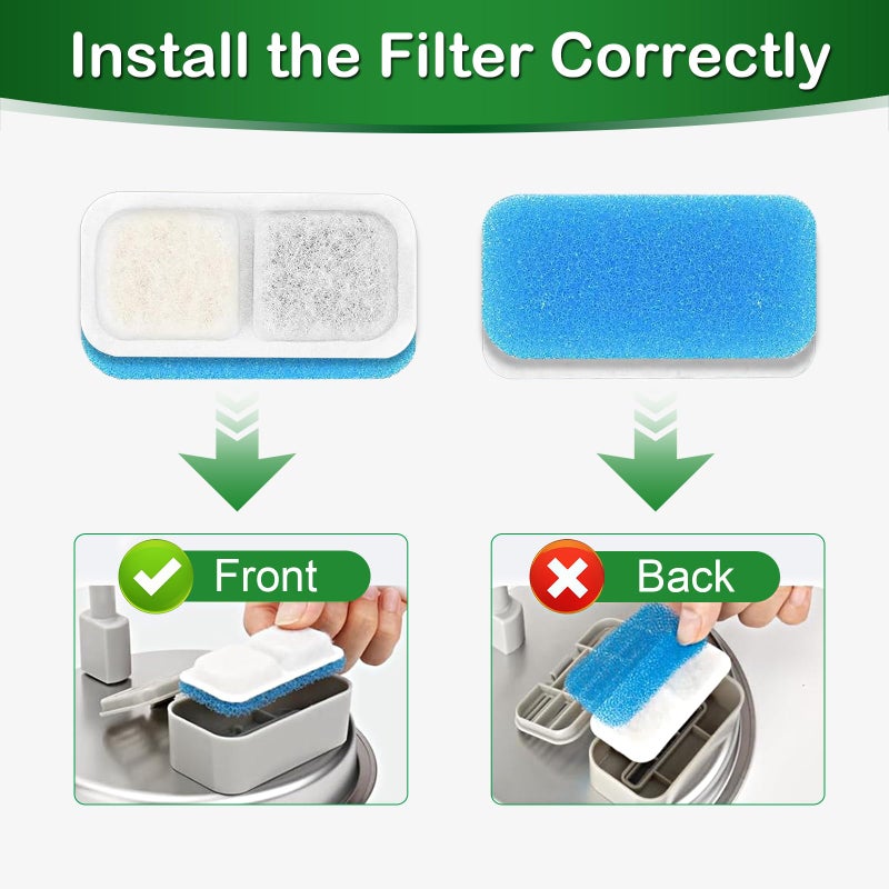 Opeth Cat Water Fountain Filter,Cat Fountain Filters Replacement Compatible with oneisall 67 oz/2L Stainless Steel Pet Water Fountain,12 Set Pet Fountain Filter Replacement - Image 5