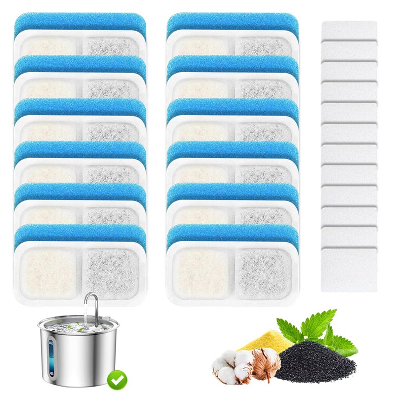 Opeth Cat Water Fountain Filter,Cat Fountain Filters Replacement Compatible with oneisall 67 oz/2L Stainless Steel Pet Water Fountain,12 Set Pet Fountain Filter Replacement - Image 1