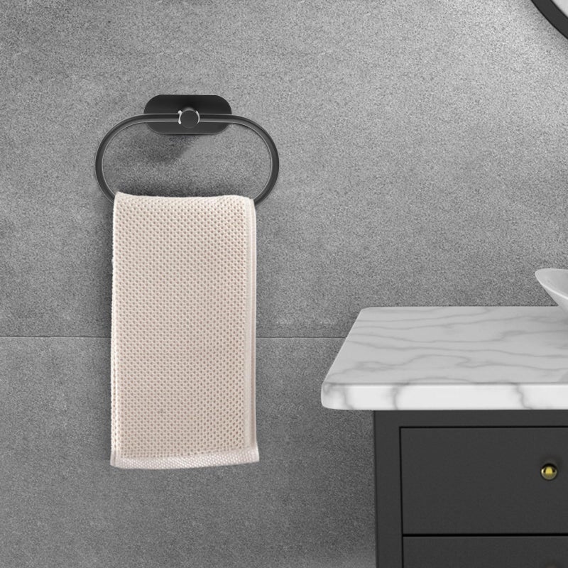Stainless Steel Towel Holder And Ring Set Punch Free Black Finish Kitchen Bathroom - Image 5