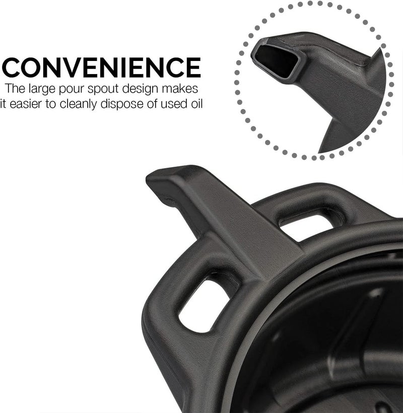 NEIKO 20762A Oil Drain Pan | Black Plastic Anti Splash | Motor Oil Drip Catcher Pan | 2 Gallon (8L) Capacity - Image 4